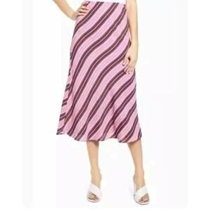 Leith Burgundy Fudge Scarf Midi Skirt Pink‎ Brown Size Small NWT $55